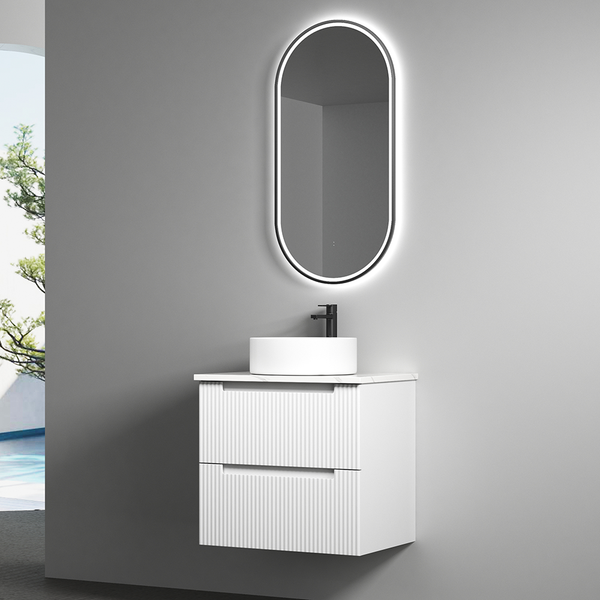 Aulic Beau Monde Oblong Pill LED Mirror Matte Black