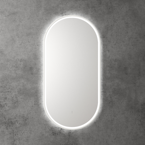 Aulic Beau Monde Oblong Pill LED Mirror Matte White