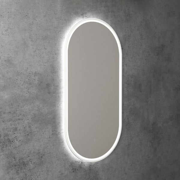 Aulic Beau Monde Oblong Pill LED Mirror Matte White