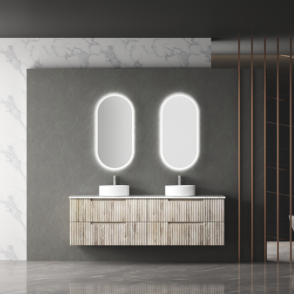 Aulic Beau Monde Oblong Pill LED Mirror Matte White