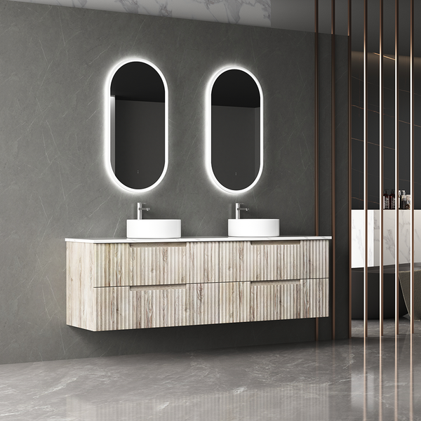 Aulic Beau Monde Oblong Pill LED Mirror Matte White