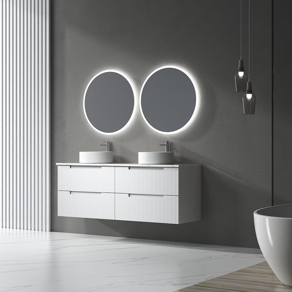 Aulic Windsor Round LED Mirror 700mm Matte White