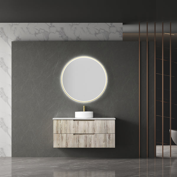 Aulic Windsor Round LED Mirror 900mm Brushed Gold