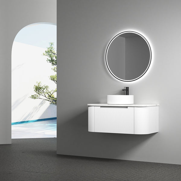 Aulic Windsor Round LED Mirror 900mm Gunmetal
