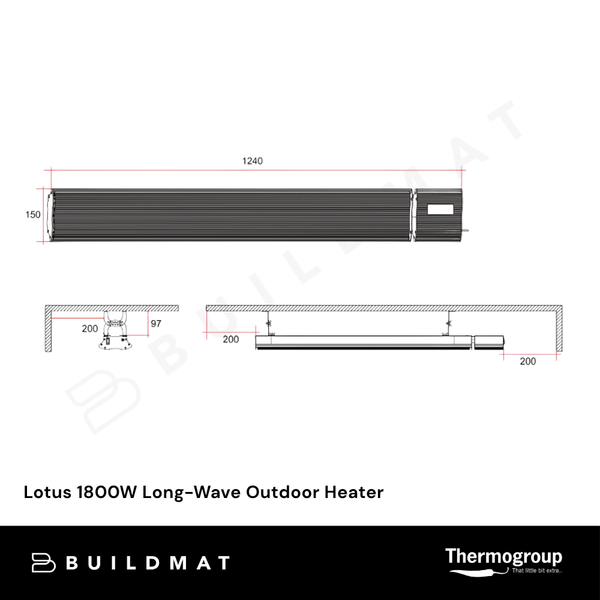 Thermogroup Lotus 1800W Long-Wave Outdoor Heater Black