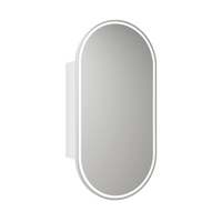 Aulic Beau Monde Oblong LED Matte White Shaving Cabinet With Brushed Nickel Frame