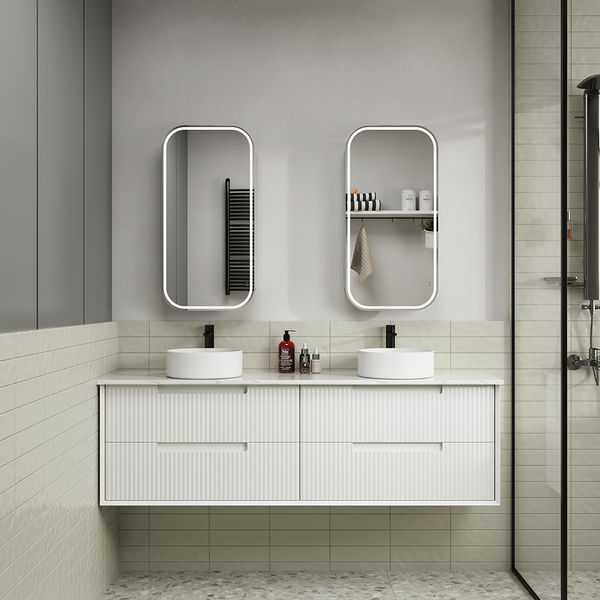 Aulic Vienna LED Matte White Shaving Cabinet