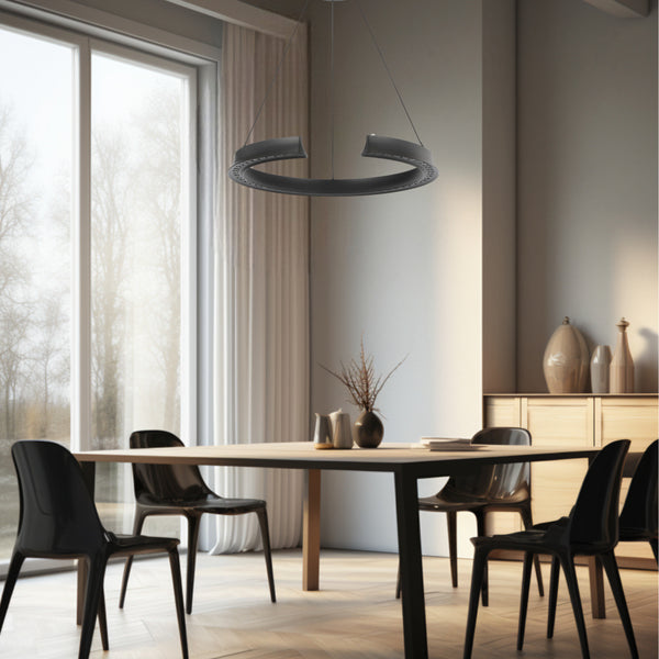 Telbix Lucid Round Pendant Black