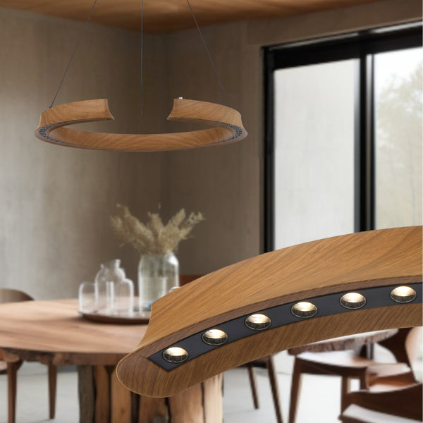 Telbix Lucid Round Pendant Wood