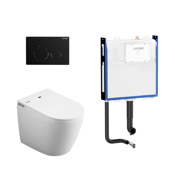 Lafeme Crawford Inwall Cistern Floor Pan Smart Toilet With Matte Black Flush Plate