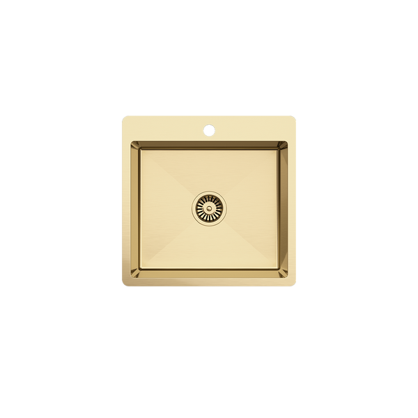 Alma Leo 510x500 Single Bowl Tap Landing Sink Brushed Brass Gold
