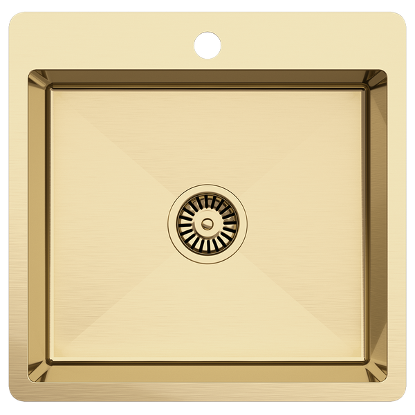 Alma Leo 510x500 Single Bowl Tap Landing Sink Brushed Brass Gold