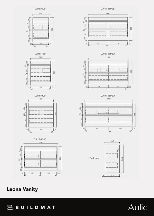 Aulic Leona 900mm Floorstanding Vanity