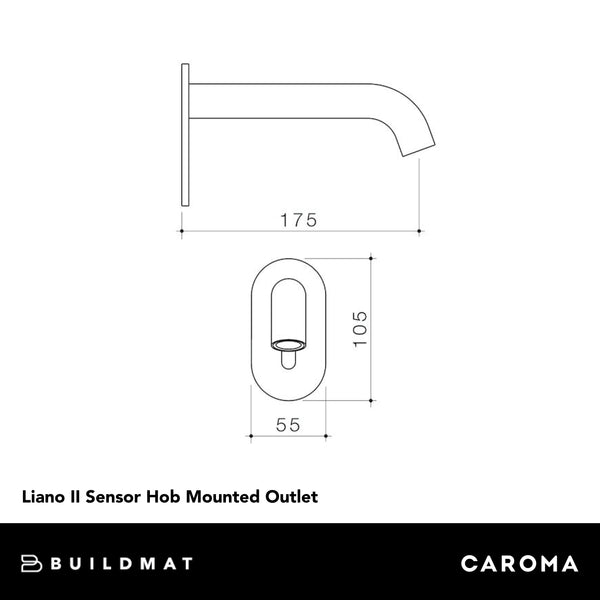 Caroma Liano II Sensor Hob Mounted Outlet Gunmetal Lead Free