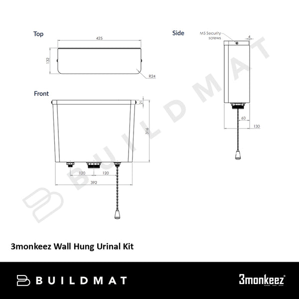 3monkeez Wall Hung Urinal Accessories Kit