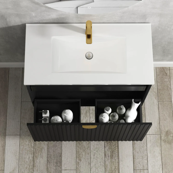 Otti Marlo 600mm Matte Black Wall Hung Vanity