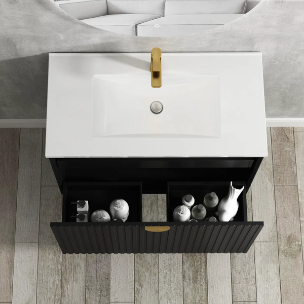 Otti Marlo 750mm Matte Black Wall Hung Vanity