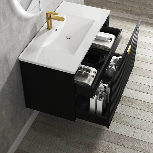 Otti Marlo 750mm Matte Black Wall Hung Vanity