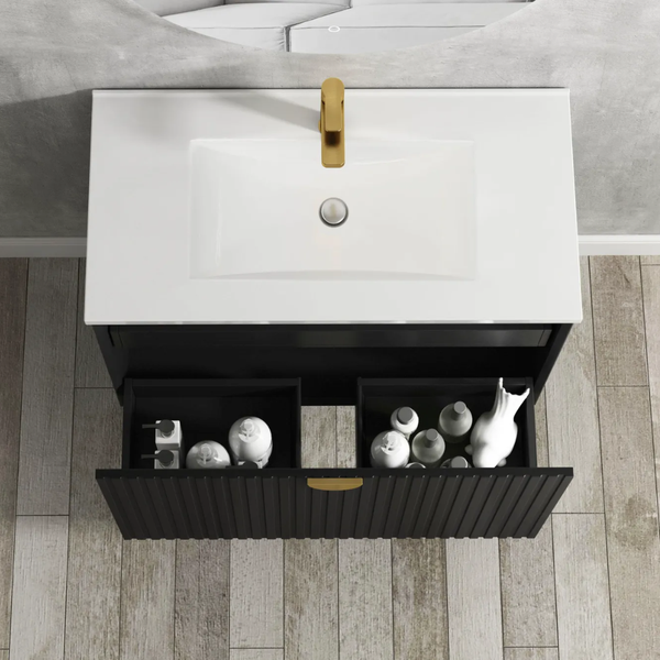 Otti Marlo 900mm Matte Black Wall Hung Vanity