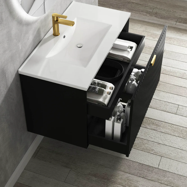 Otti Marlo 900mm Matte Black Wall Hung Vanity
