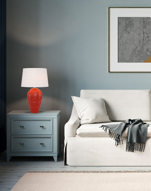 Telbix Madrid Ceramic Table Lamp Red