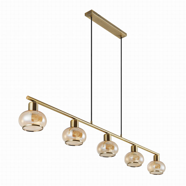 Telbix Marbell 5 Light Pendant Antique Brass
