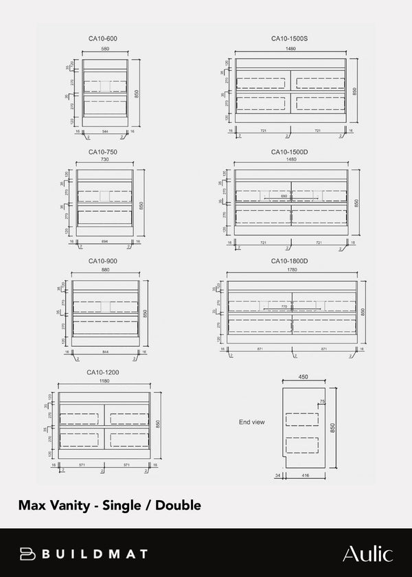 Aulic Max 1200mm Floor Standing Vanity