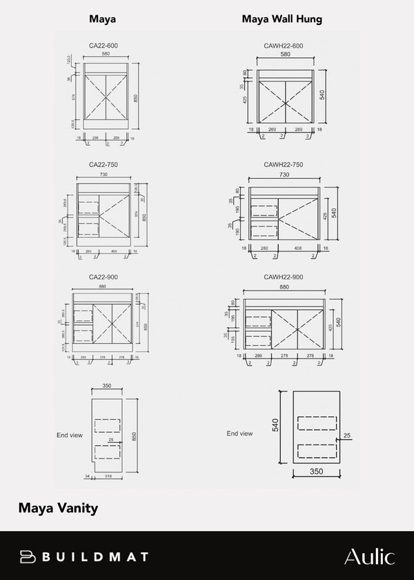 Aulic Maya 750mm Floor Standing Vanity