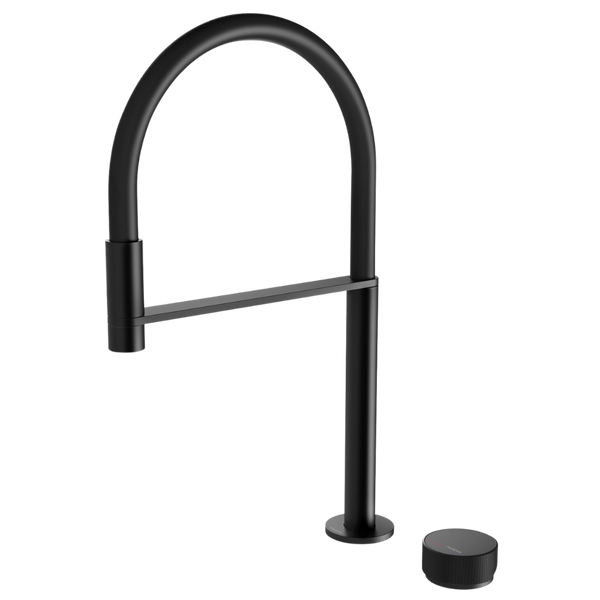 Phoenix Axia Matte Black Hob Sink Mixer Set Flexible Hose 230mm