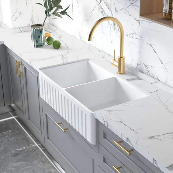 Otti Boston 853 x 461 x 255mm Butler Sink Double Bowl White