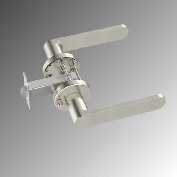 Meir Curvaé Flat Lever Privacy Door Handle Brushed Nickel