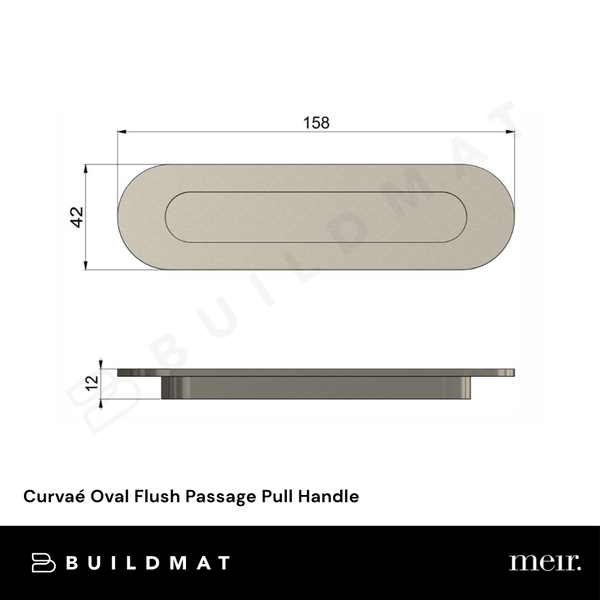 Meir Curvaé Oval Flush Passage Pull Handle Brushed Nickel