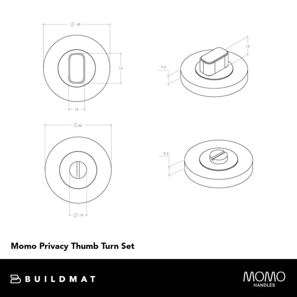 Momo Handles Privacy Thumb Turn Set Dull Brushed Nickel