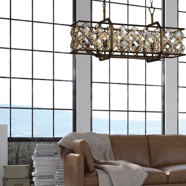 Telbix Mimosa Rectangle 6LT Pendant Square Mocha