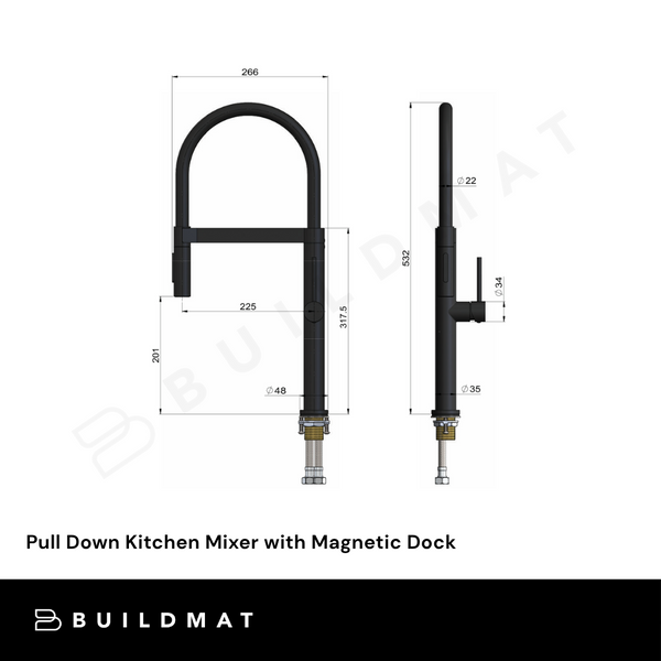 Meir Pull Down Kitchen Mixer with Magnetic Dock Tiger Bronze