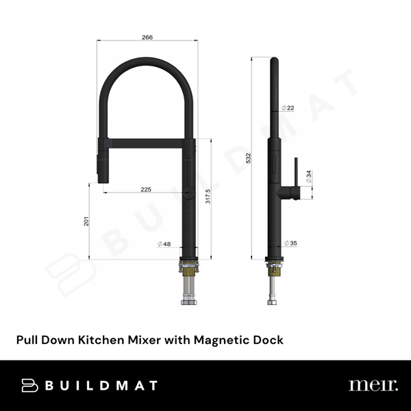 Meir Pull Down Kitchen Mixer with Magnetic Dock Shadow Gunmetal