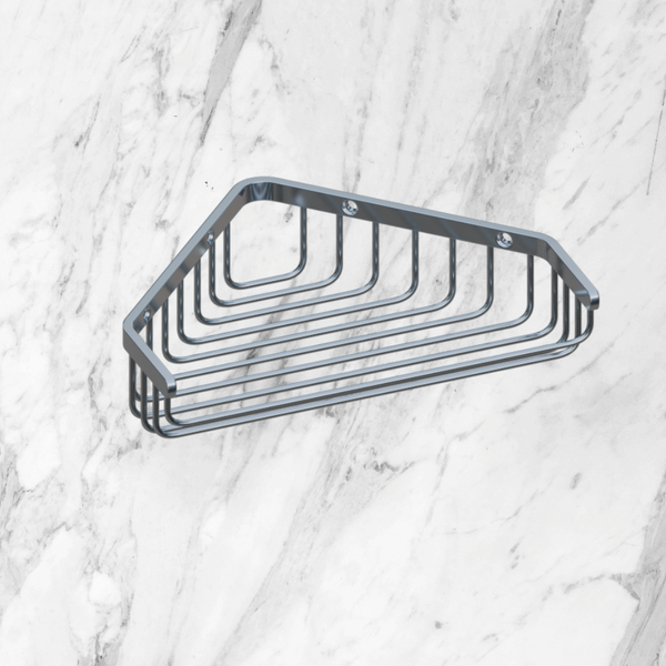 Metlam Large Corner Soap Basket In Bright Chrome Plate