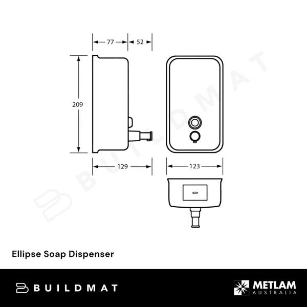 Metlam Ellipse Soap Dispenser Satin Stainless Steel