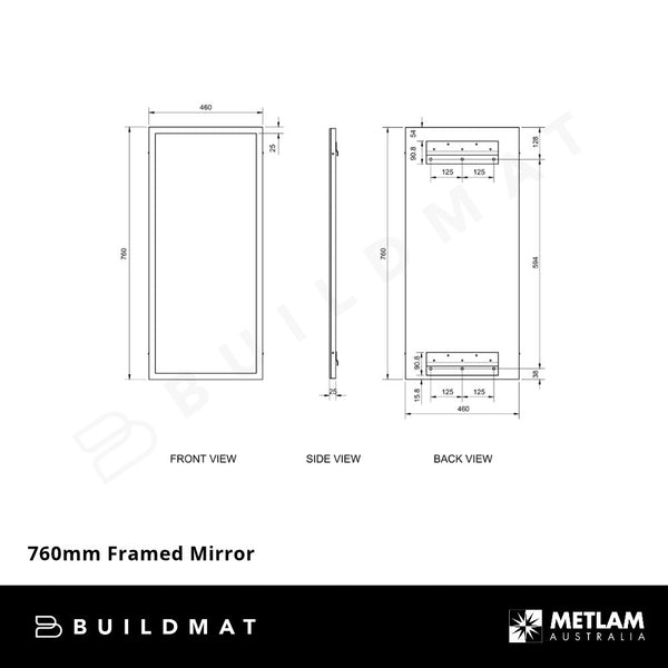 Metlam 760mm Framed Mirror In Satin Stainless Steel