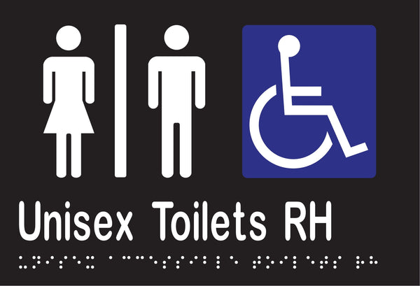 Metlam Unisex Accessible Toilets Divided Right Hand Braille In Designer Black