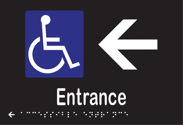 Metlam Accessible Entrance And Left Arrow Braille In Designer Black