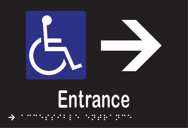 Metlam Accessible Entrance And Right Arrow Braille In Designer Black