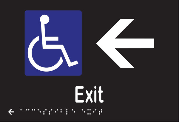 Metlam Accessible Exit And Left Arrow Braille In Designer Black