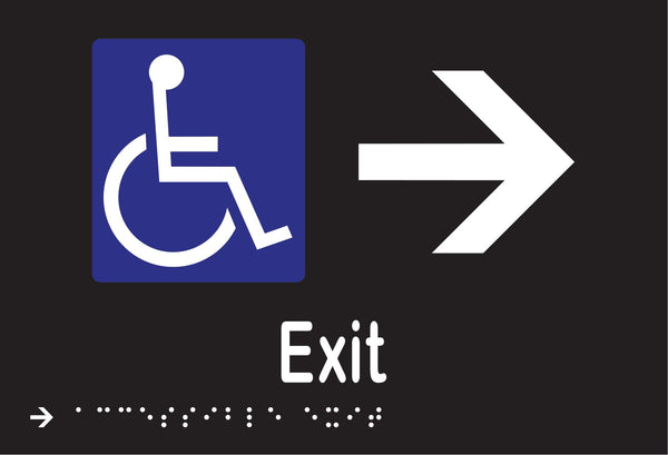 Metlam Accessible Exit And Right Arrow Braille In Designer Black