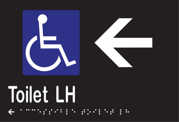 Metlam Accessible Toilet Left Hand And Left Arrow Braille In Designer Black