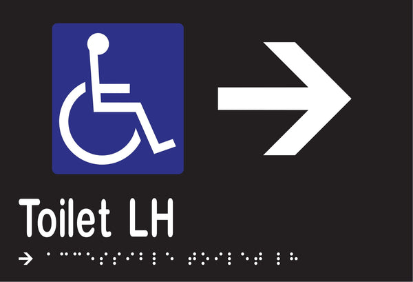 Metlam Accessible Toilet Left Hand And Right Arrow Braille In Designer Black