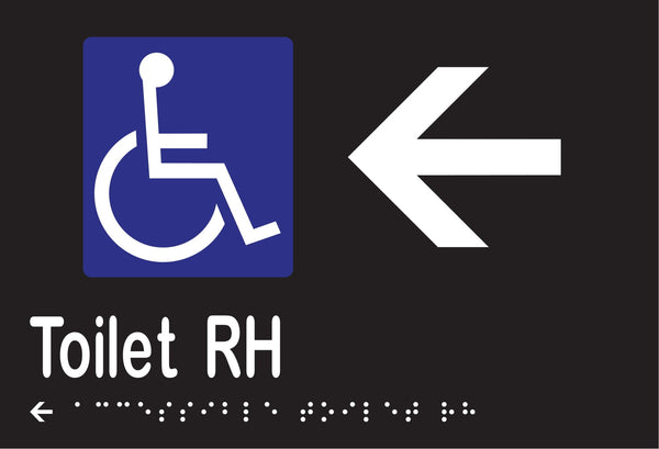 Metlam Accessible Toilet Right Hand And Left Arrow Braille In Designer Black
