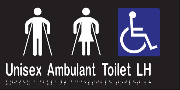 Metlam Unisex Ambulant Accessible Toilet Left Hand Braille In Designer Black