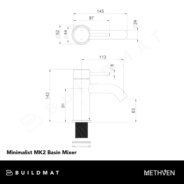 Methven Minimalist MK2 Basin Mixer Black