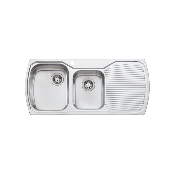 Oliveri Monet 1 And 3/4 Bowl Topmount Sink With Right Drainboard Stainless Steel